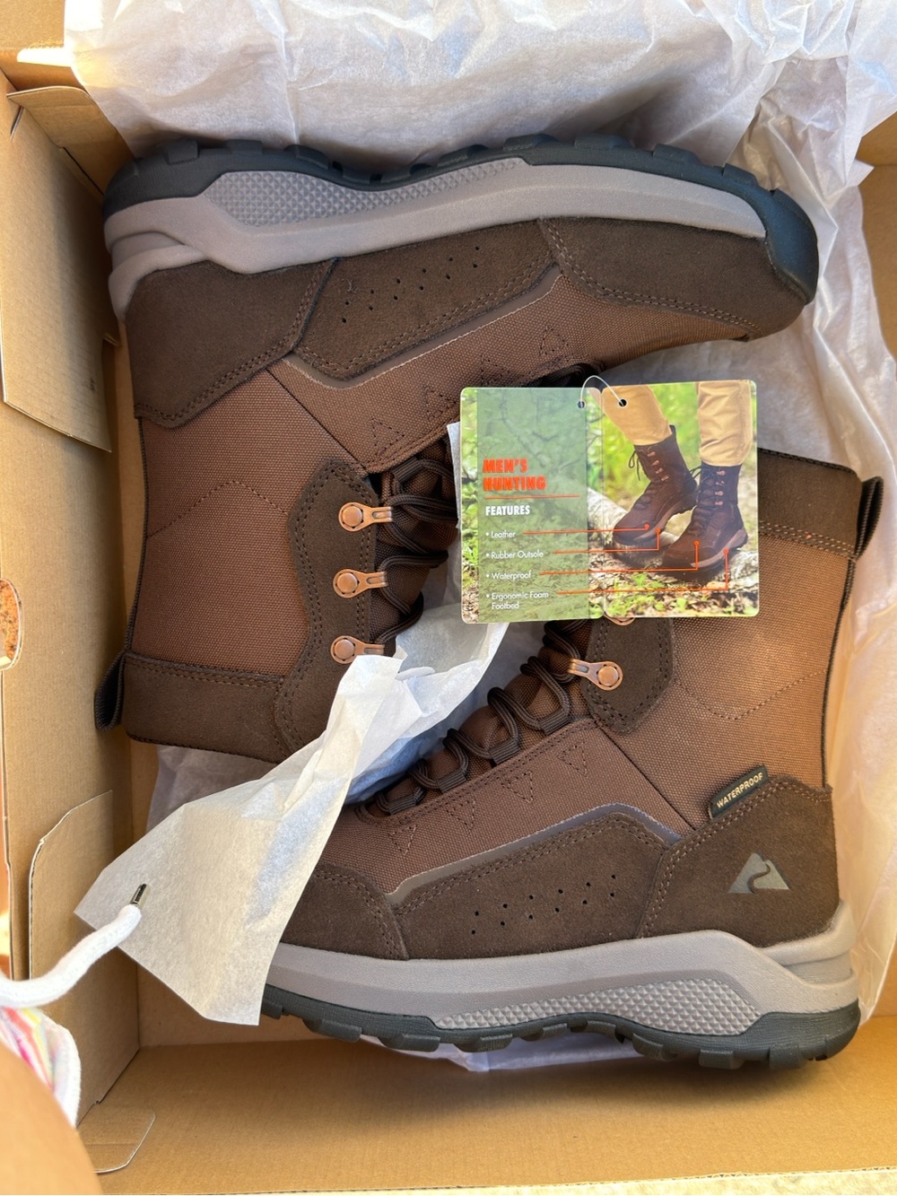 Ozark Trail Brown and Gray Waterproof Hiking Boots